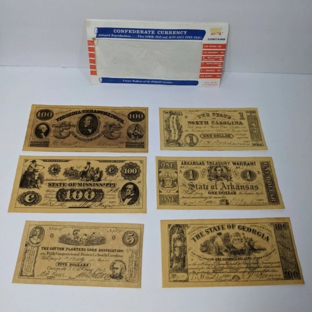 Vintage Antique Confederate Currency Reproduction Set "A" Original Envelope